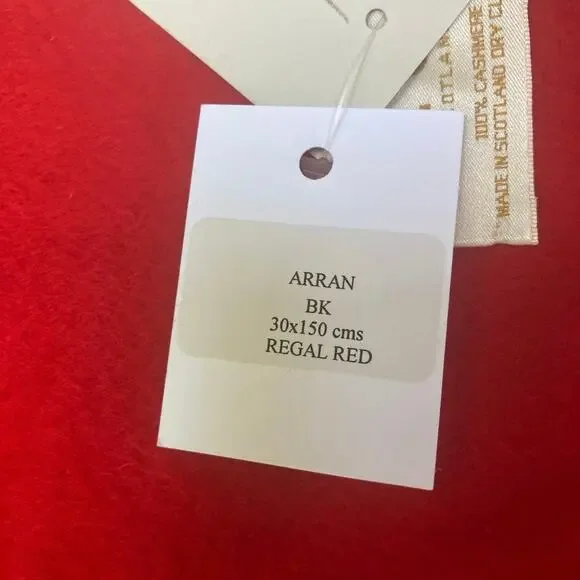 BEGG Scotland Cashmere Scarf 12” x 60” Arran Regal Red NEW Luxury Preppy